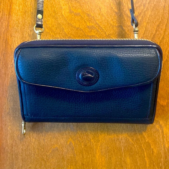 Dooney & Bourke Handbags - Black Textured Leather Dooney & Bourke Clutch Wallet With Strap